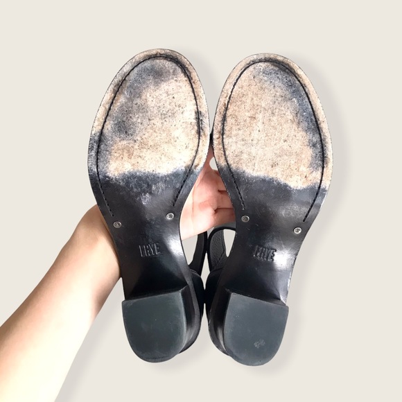 Frye Black Leather Brielle Chic Ankle Sandal Heels - Picture 14 of 16